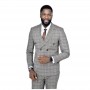 Costume homme gris clair à carreaux - Élégance au Sénégal - CTM453