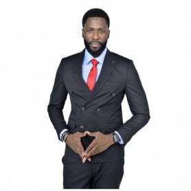 Costume homme noir double boutonnage - Élégance à Dakar - CTM455