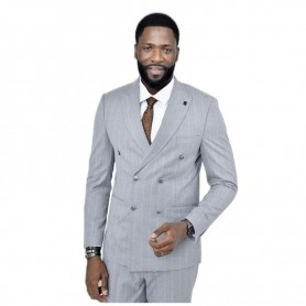 Costume homme gris rayé - Élégance formelle - CTM456
