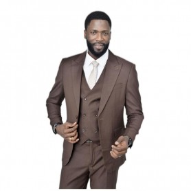 Costume homme marron trois pièces - Élégance formelle à Dakar - CTM458
