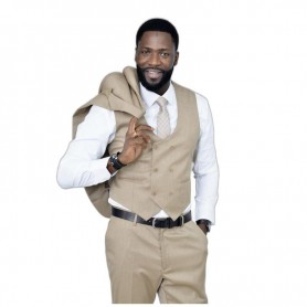Costume homme beige trois pièces - Style raffiné au Sénégal - CTM459