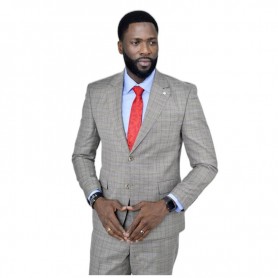 Costume homme beige à carreaux - Élégance moderne à Dakar - CTM462