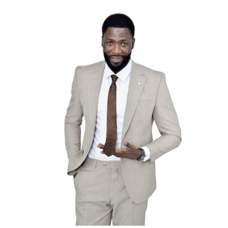 Costume homme beige clair - Élégance estivale au Sénégal - CTM464