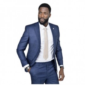 Costume homme bleu foncé à carreaux - Style raffiné au Sénégal - CTM468