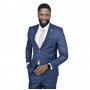 Costume homme bleu foncé à carreaux - Style raffiné au Sénégal - CTM468