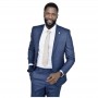 Costume homme bleu foncé à carreaux - Style raffiné au Sénégal - CTM468