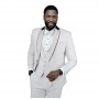 Smoking homme blanc cassé à bordures noires - avec Gilet et Noeud - CTM475