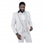 Smoking homme blanc cassé à bordures noires - avec Gilet et Noeud - CTM475