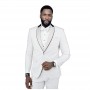 Smoking homme blanc cassé à bordures noires - avec Gilet et Noeud - CTM475