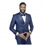 Smoking homme bleu marine double boutonnage - Gilet et Noeud - CTM476