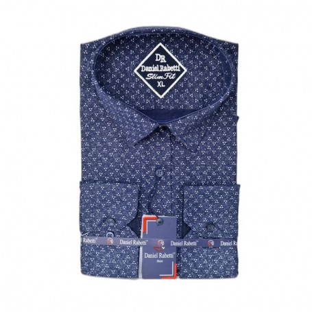 Chemise homme marine à motifs - Style moderne et raffiné – CHM1124