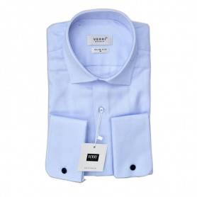 Chemise homme bleu clair double poignets - Élégance classique – CHM1129