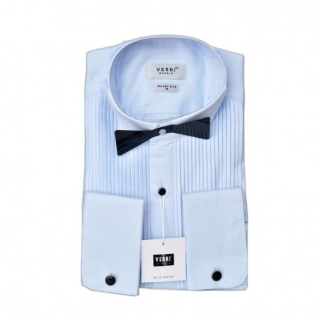 Chemise gala bleu avec col pour noeud papillon – CHM1136