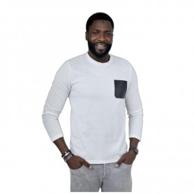 Pull Homme Blanc avec Poche Contrastante – Style et Confort au Sénégal - BLS200