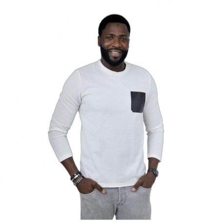 Pull Homme Blanc avec Poche Contrastante – Style et Confort au Sénégal - BLS200