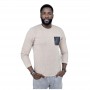Pull Homme Beige avec Poche Contrastante – Élégance au Sénégal - BLS201