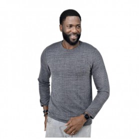 Pull Homme Gris Texturé – Élégance Moderne au Sénégal - BLS203
