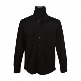 Chemise d’hiver en coton lourd noir - BLS208