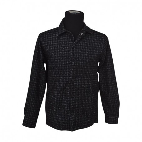 Chemise d'hiver noire en coton lourd – BLS218
