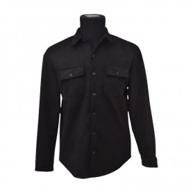 Chemise noire classique en tissu robuste – BLS224