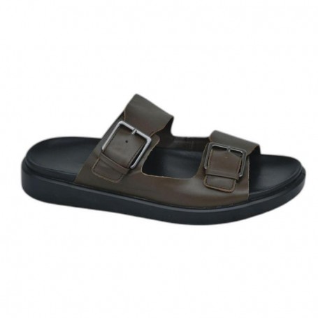 Sandales marron à doubles boucles - Élégance - SDL2805