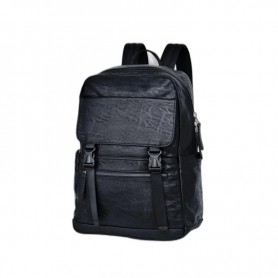 Sac à dos en cuir noir avec boucles - SC2913