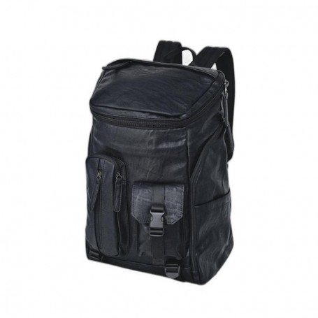 Sac à dos en cuir noir style aventurier - SC2917