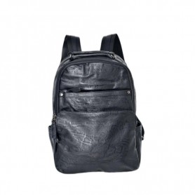 Sac à dos en cuir noir avec poches avant - SC2928