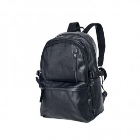 Sac à dos en cuir noir avec poches latérales - SC2931