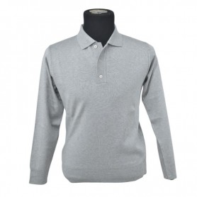 Pull Polo à manches longues gris clair - BLS250