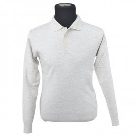 Pull Polo à manches longues blanc cassé - BLS251