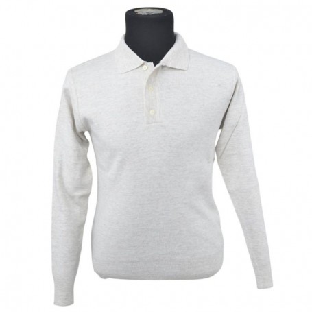 Pull Polo à manches longues blanc cassé - BLS251