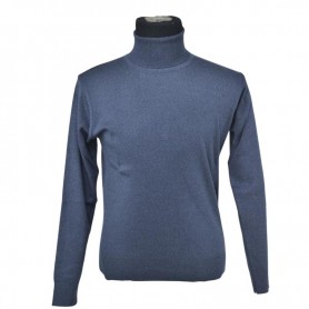 Pull col roulé bleu marine - BLS253