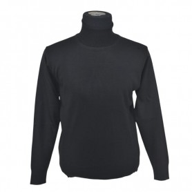 Pull col roulé noir - BLS257