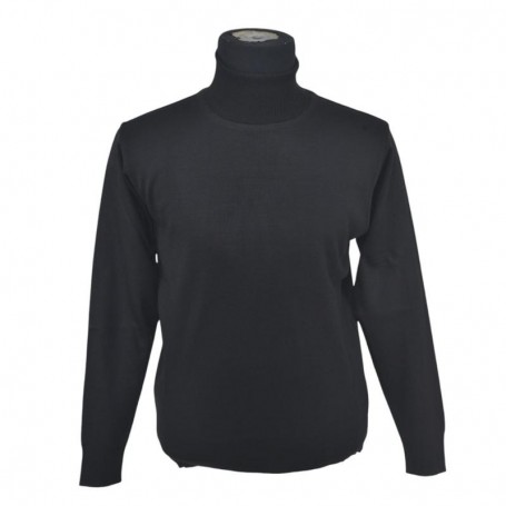 Pull col roulé noir - BLS257