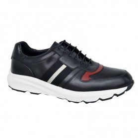 Sneaker en cuir noir et rouge - Confort et élégance - SNK460
