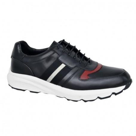 Sneaker en cuir noir et rouge - Confort et élégance - SNK460