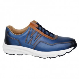 Sneaker en cuir bleu et marron - Mode urbaine - SNK462