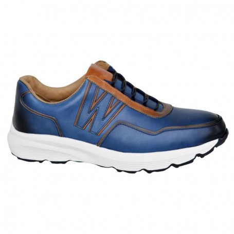 Sneaker en cuir bleu et marron - Mode urbaine - SNK462