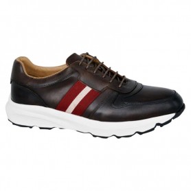 Sneaker en cuir marron et rouge - Dynamisme et élégance - SNK487