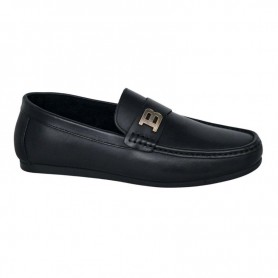 Mocassin Noir Homme avec Boucle Métallique - Élégance et Confort - MOC614