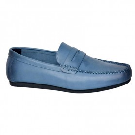 Mocassin Homme Bleu en Cuir - Chic et Confortable - MOC616