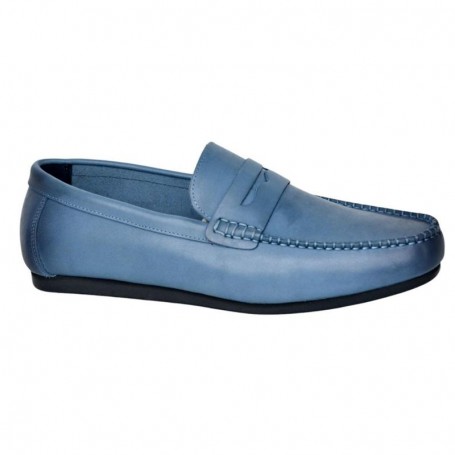 Mocassin Homme Bleu en Cuir - Chic et Confortable - MOC616