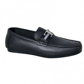 Mocassin Homme en Cuir Noir avec Détail Métallique - Chic - MOC625