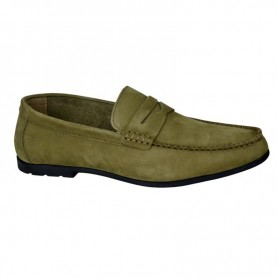 Mocassin Homme en Cuir Velours Kaki - Style Unique - MOC626
