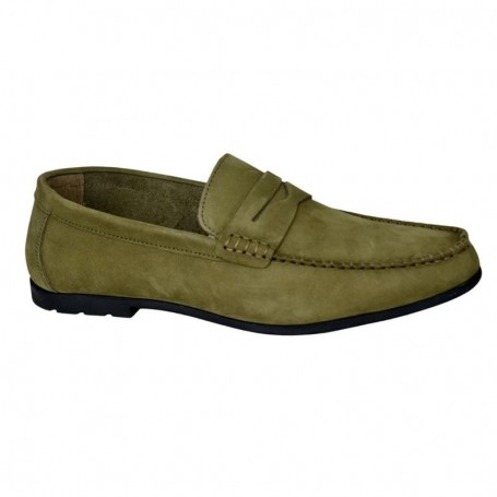 Mocassin Homme en Cuir Velours Kaki - Style Unique - MOC626