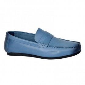Mocassin Homme en Cuir Bleu Clair - Élégance et Confort - MOC628