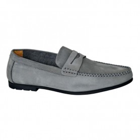 Mocassin Homme en Cuir Velours Gris - Élégance et Confort - MOC629