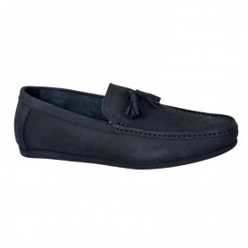 Mocassin Homme Noir en Cuir Velours avec Pampilles - Chic - MOC632