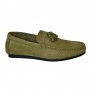 Mocassin Homme en Cuir Velours Kaki avec Pampilles - Style Élégant - MOC634